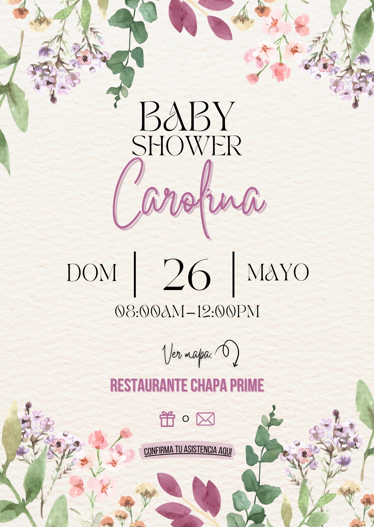 Plantilla de Baby Shower Floral